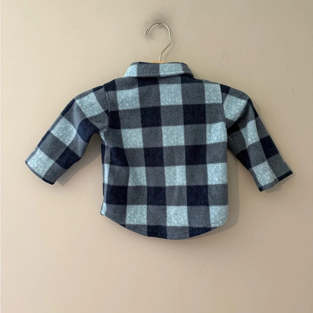 $11 ADD ON Old Navy Blue Plaid Shacket 6-12M Fleece Zara‎